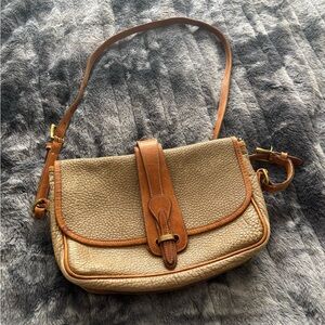 Dooney & Bourke vintage Beige Leather Shoulder Bag with Tan Trim